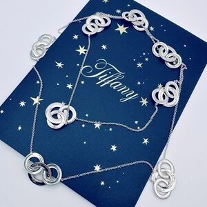 RARE Tiffany & Co. Long Interlocking Circles Necklace in Silver with Packaging